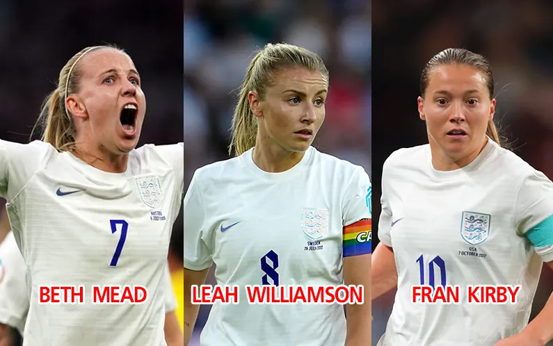 beth mead, leah williamson and fran kirby 